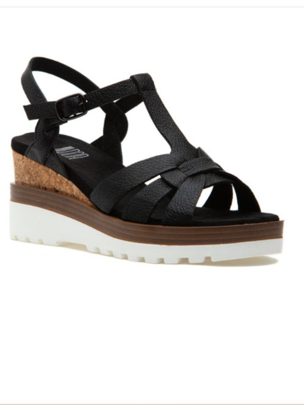 Vaneli Women's Carly Sandal Black Grained Leather Size 8.5